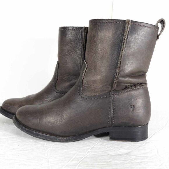 Frye Women's Melissa Slouch Short US 5,5 Brown Leather Pull On Ankle Boots - Picture 2 of 12